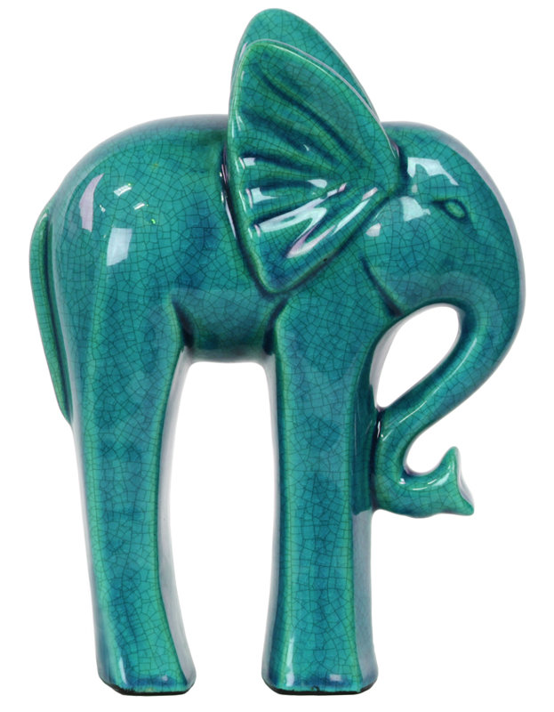 Figurine éléphant debout en céramique Towe, Turquoise