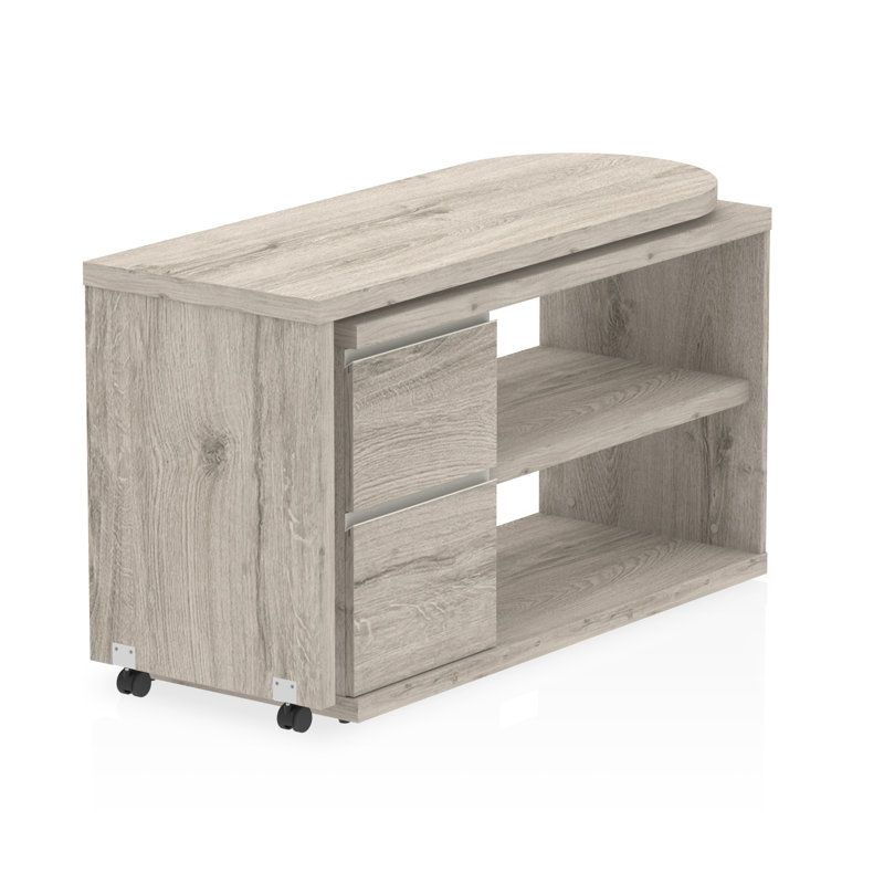 Qichen L-Shape Computer Desk, Grey/Oak