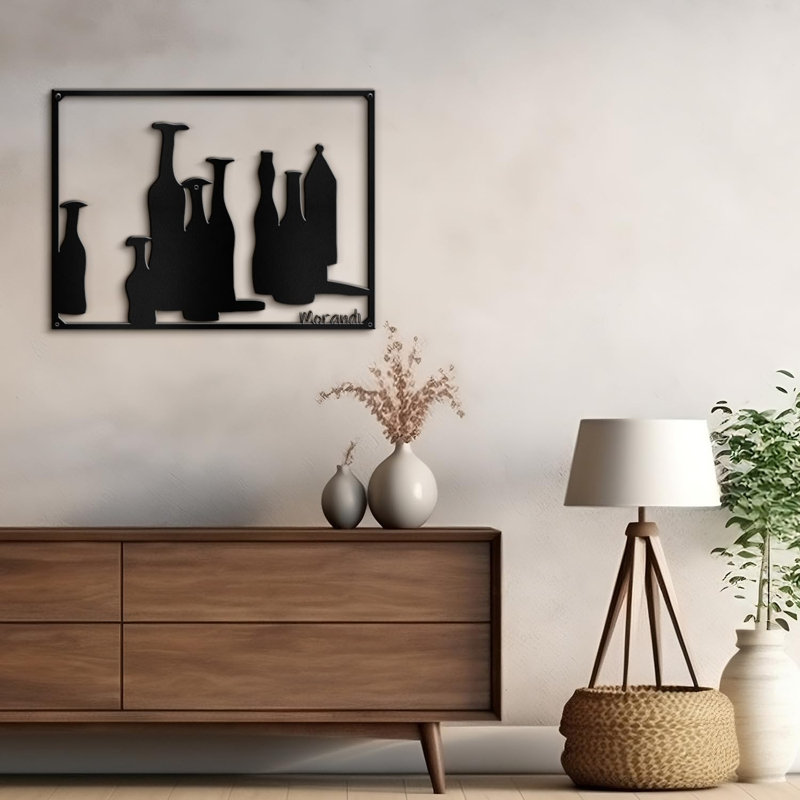 Décoration murale en métal, H 24 po x l 36 po x P 0,05 po, Noir