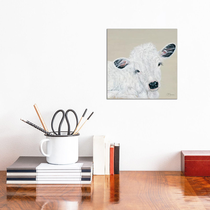 White Calf by Hollihocks Art - Wrapped Canvas Painting, 30.48 cm H x 30.48 cm W