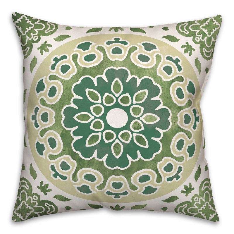 Morrocan Outdoor Reversible Throw Pillow, Green