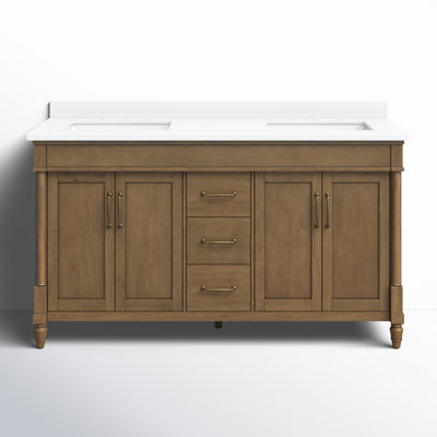 60'' Double Bathroom Vanity with Engineered Marble Top