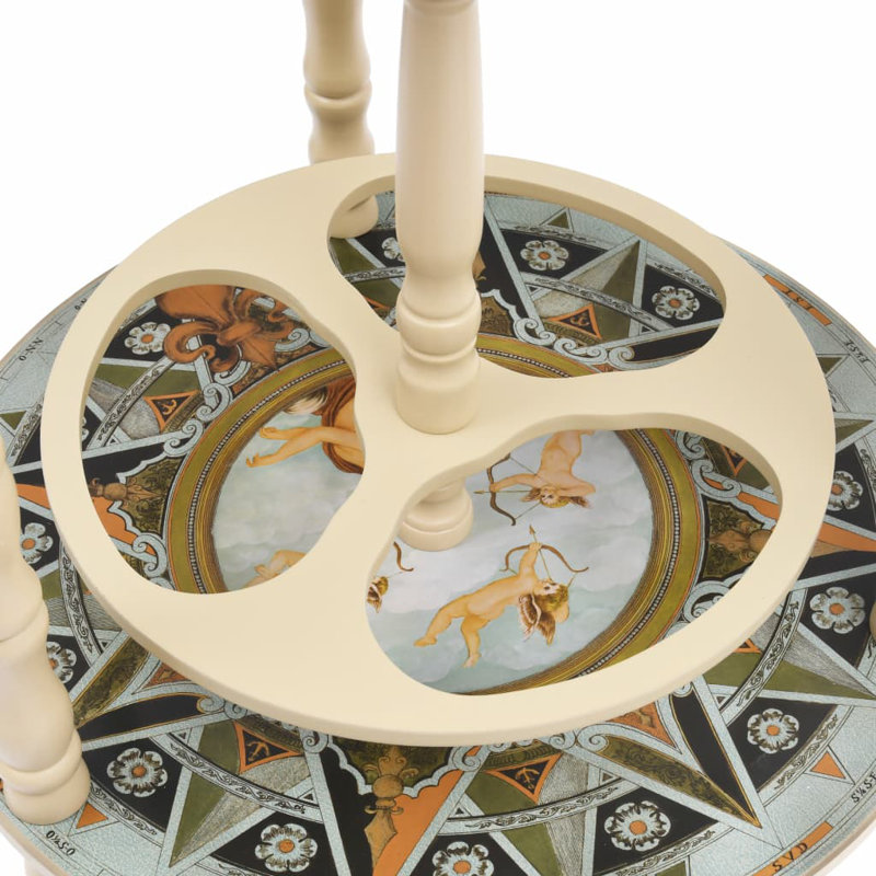 Kimora Globe Bar Wine Stand Eucalyptus Wood, Blue/White