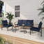 Ensemble de patio en osier 4 pièces 4 pièces: canapé 3 places, 2 chaises, table basse avec coussins - parfait pour la piscine et la cour-1483253315