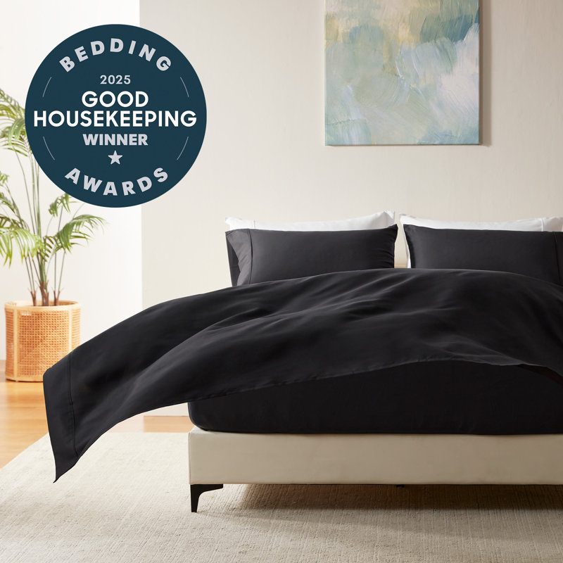 Nanotex Cooling Microfiber Sheet Set with Deep Pocket, King Sheet Set + Fitted Sheet + 2 Pillowcases, Black