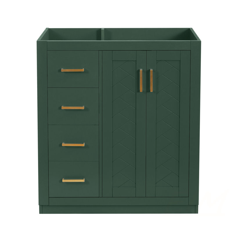 Meuble-lavabo de 30 po, armoire de rangement en bois massif, ensemble de meuble-lavabo autoportant avec 3 tiroirs et portes à fermeture douce, meubles-lavabos (sans lavabo)