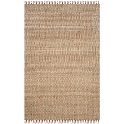 Tapis de couleur unie en jute naturel tissé à la main Debroh