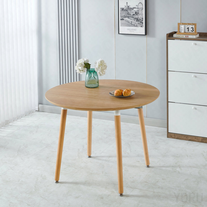 Table extensible, table de salle à manger, table de bureau, table basse, pieds en bois, plateau en bois aggloméré, couleur chêne (100/140 / 180x100x75cm)