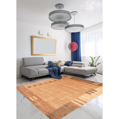 Tapis oriental en laine noué à la main brun clair Frase