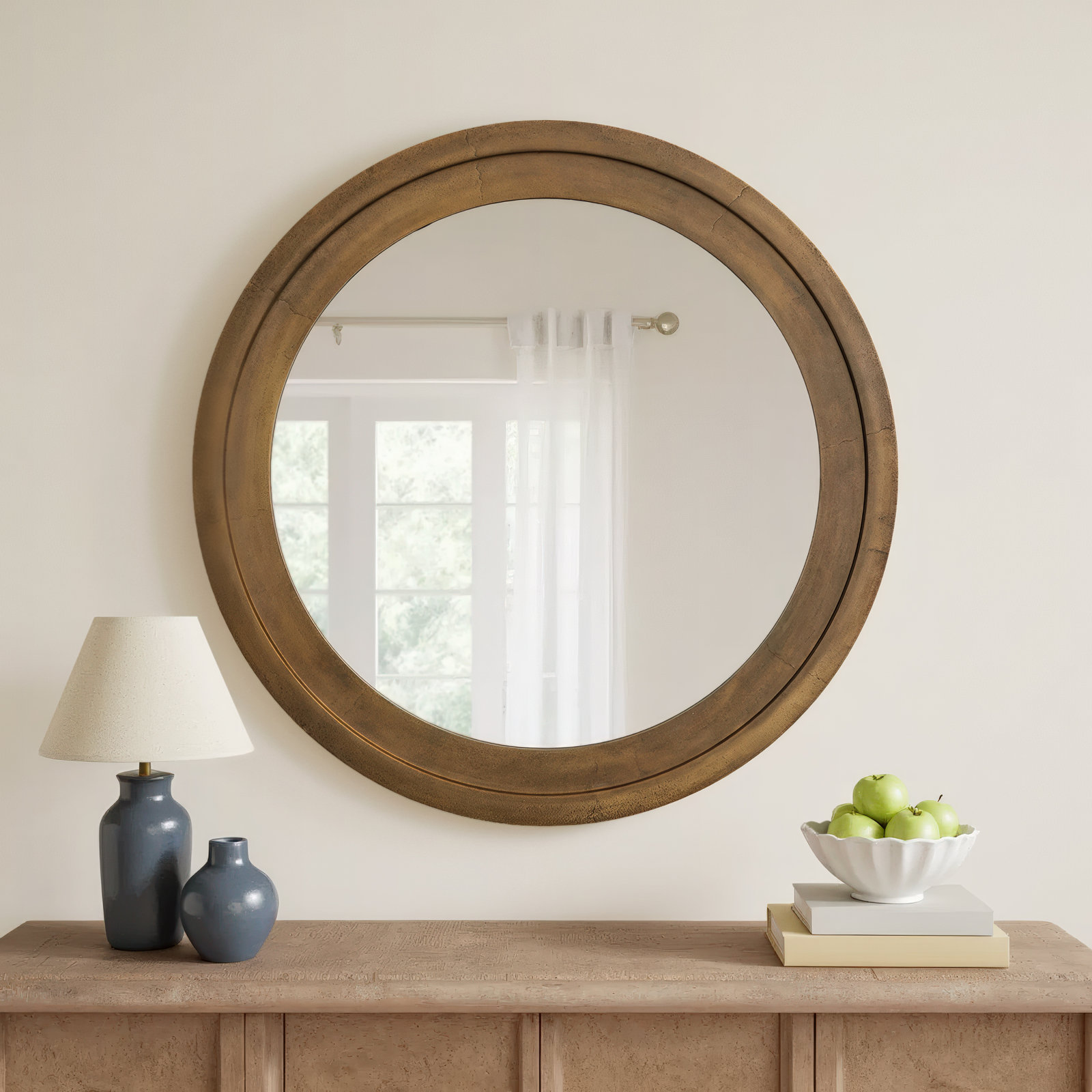 Canto 33" Accent Mirror, Oxidized Brass