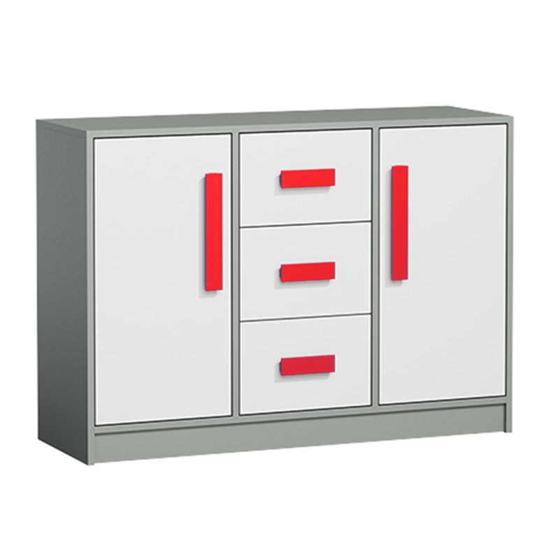 Mangan Kids 3 - Drawer Combo Dresser, Red, Combo Dresser