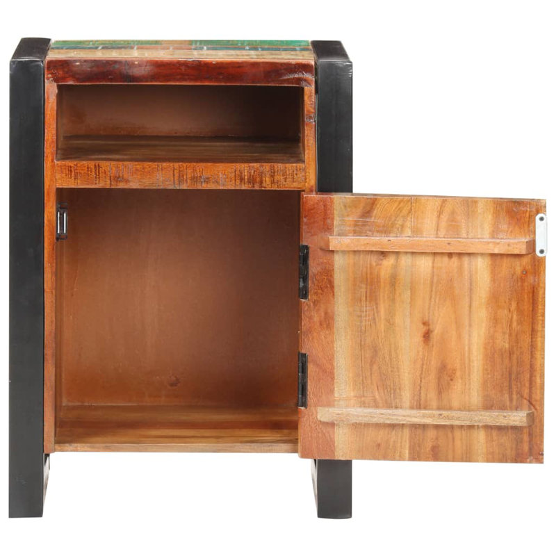Mya Bedside Cabinet 40x35x55cm Solid Acacia Wood, Brown/Green/Black