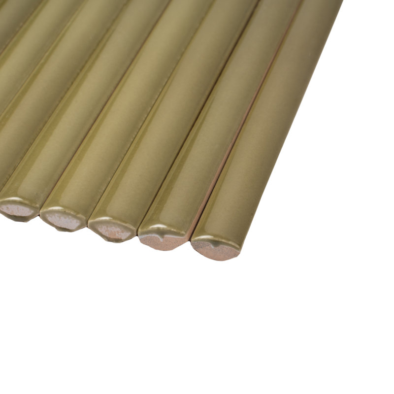 Silken 7.9'' L x 0.5'' W Ceramic Round Tile Trim, Olive Green