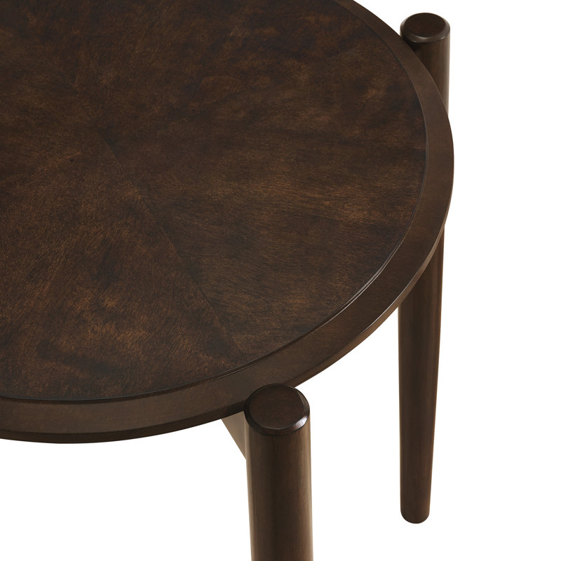 Vaenfila Round Wood Mid-Century Modern End Table, Mahogany
