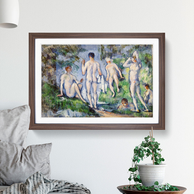 Bathers Vol.5 by Paul Cezanne - Picture Frame Painting, 48cm H x 65cm W x 2cm D, Walnut Framed