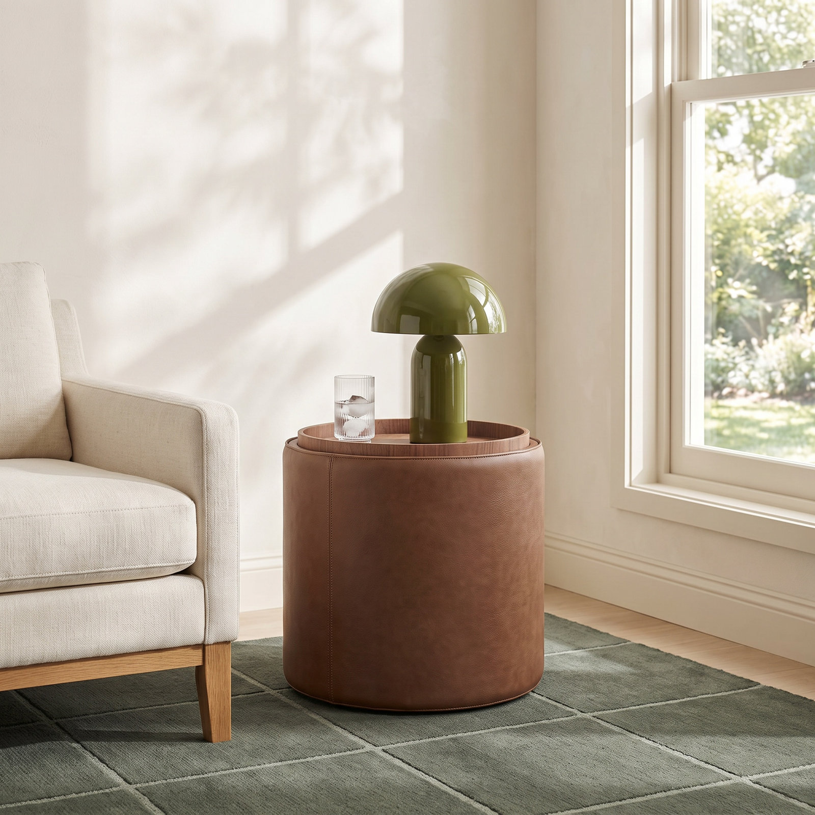 Callista 22" Genuine Leather End Table