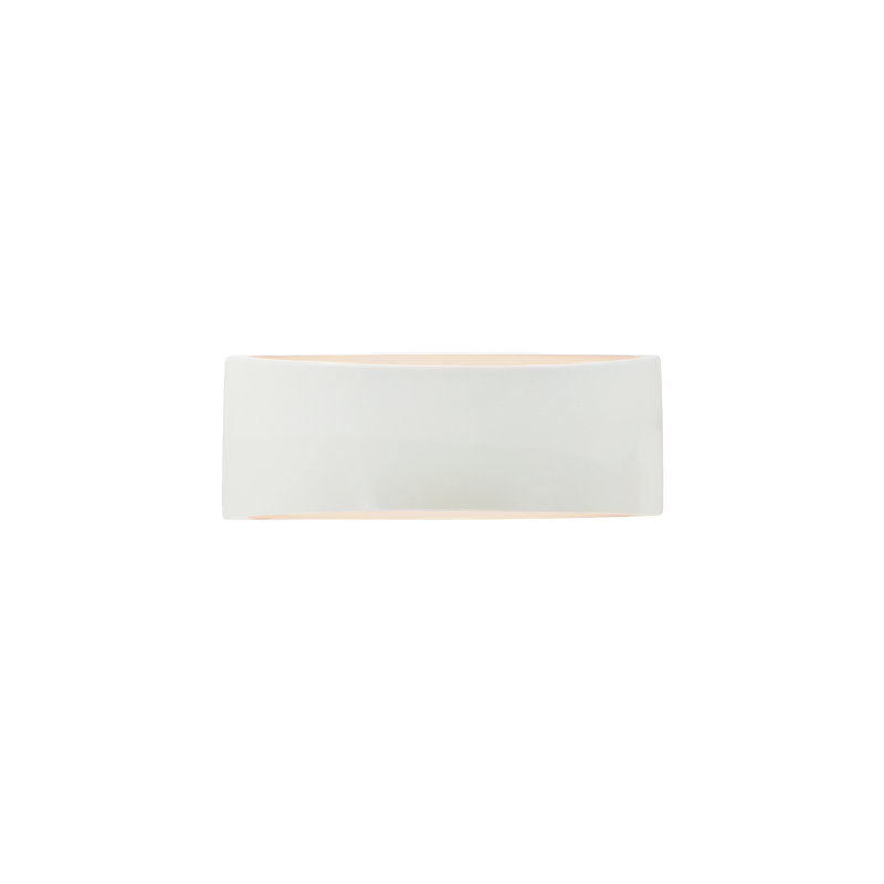 Applique murale en céramique Beda, H 5 po x l 13 po x P 4 po, DEL (intégrée), Blanc brillant / blanc brillant