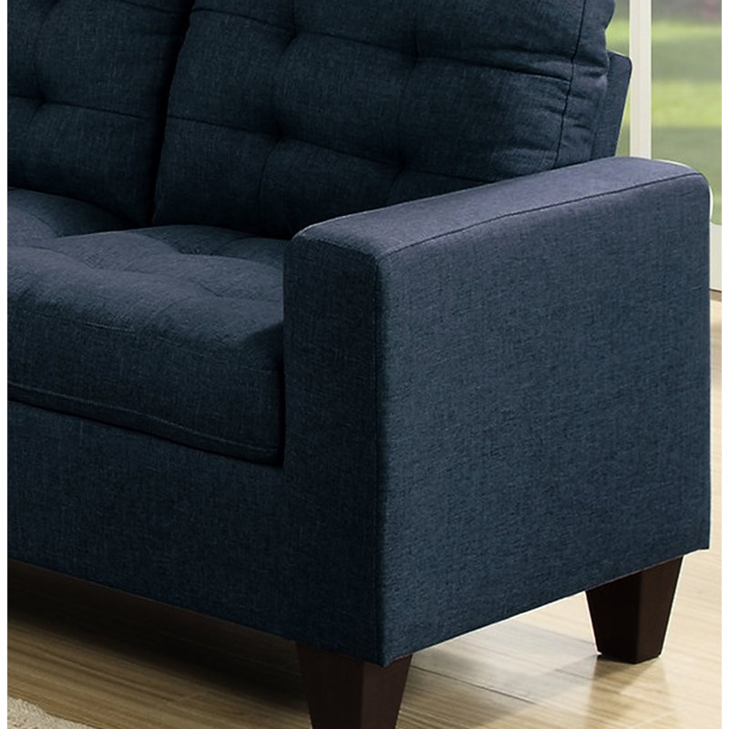 Canapé modulaire contemporain en polyfibre bleu marine avec fauteuil sans accoudoirs et dossier pour 5 personnes