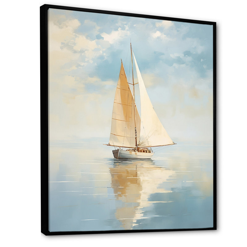 Voilier «Whispering Breezes I» - Bateau encadré, art encadré, H 32 po x l 16 po x P 1 po, Cadre flottant noir