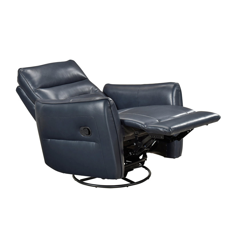 Fauteuil inclinable 1pc avec meubles pivotants luxueux en cuir bleu, Bleu très foncé