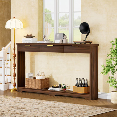 Console 70,1 "extra longue avec 3 tiroirs pour le hall d'entrée, console étroite