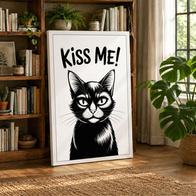 Kiss Me Cat Modern - Wrapped Canvas