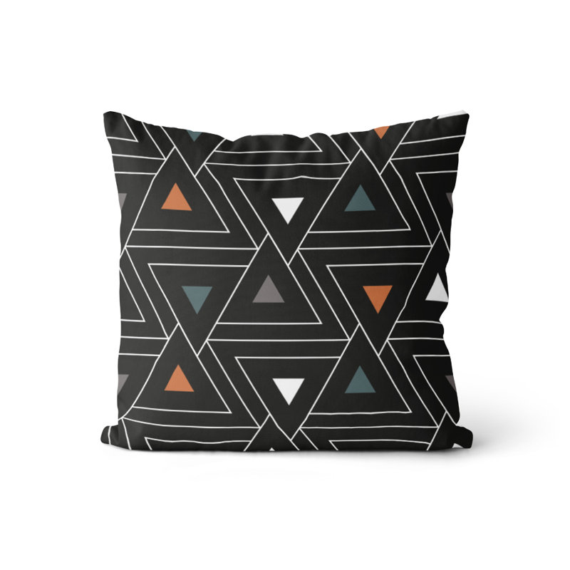 Housse de coussin Ivarr, Noir / orange / vert