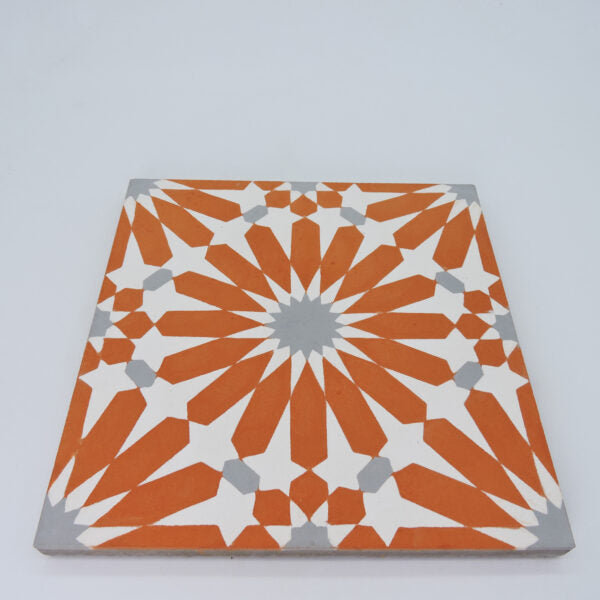 Alhambra 8" x 8" Cement Singular Wall and Floor Tile, Orange