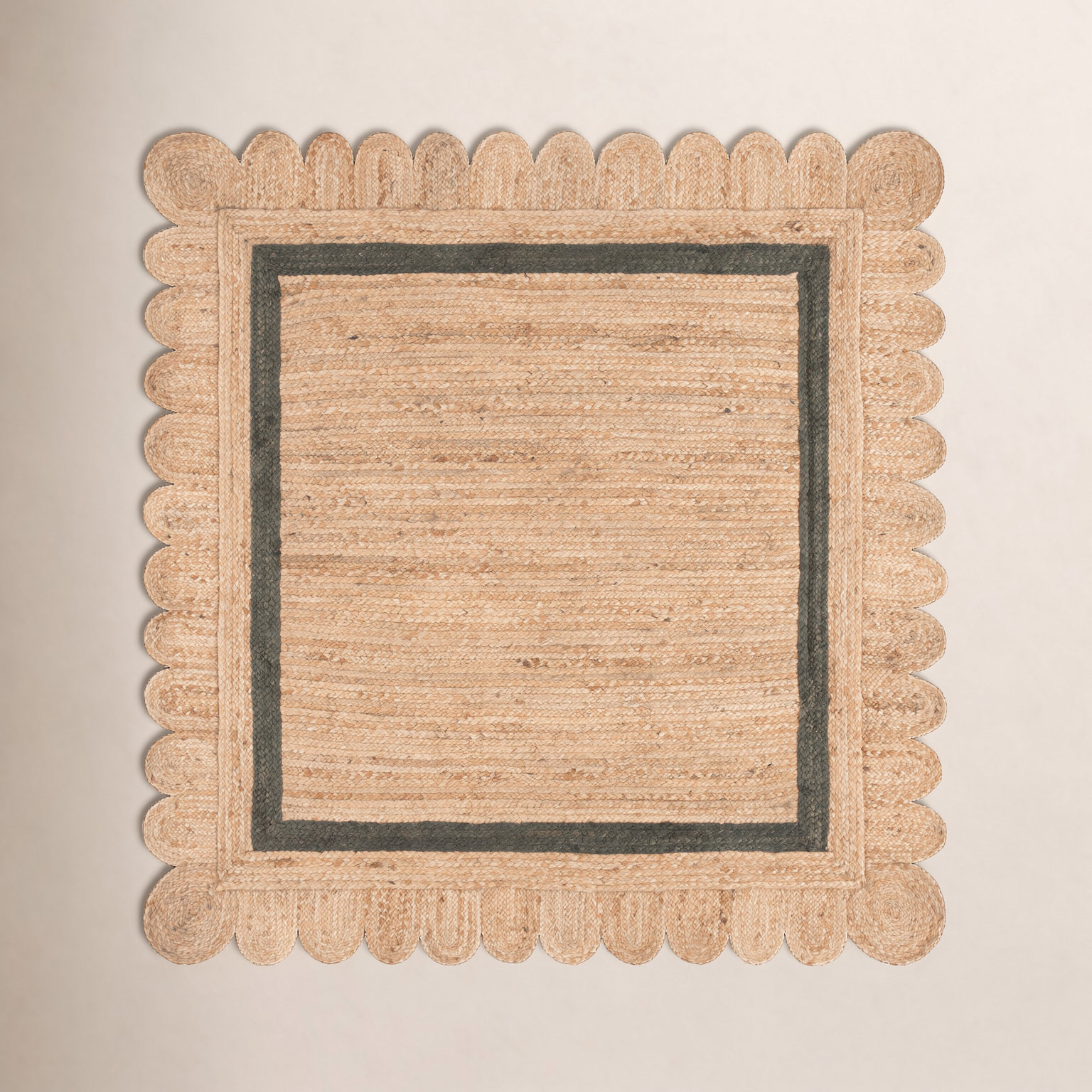 Inaki Hand-Woven Geometric Jute Rug, Square 6'