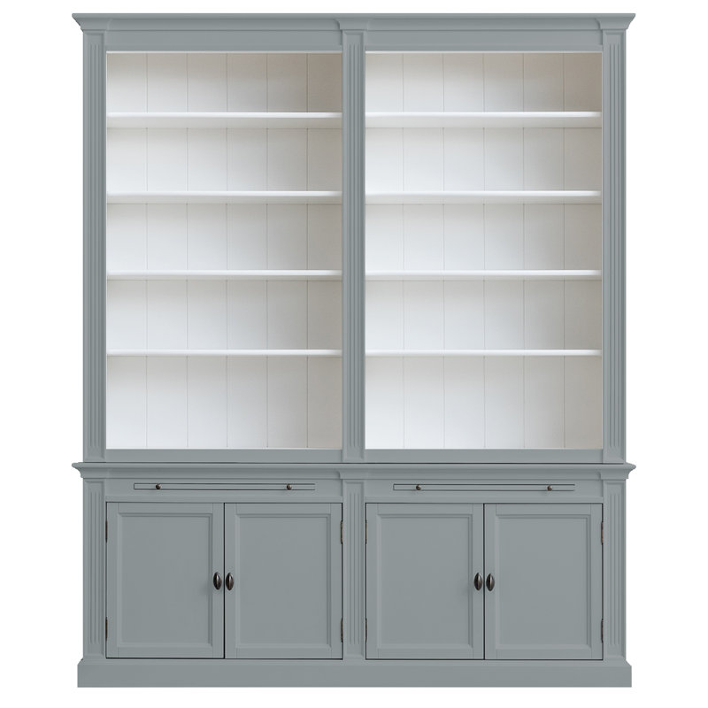 Bowland 240cm H x 200cm W Library Bookcase, Grey/White