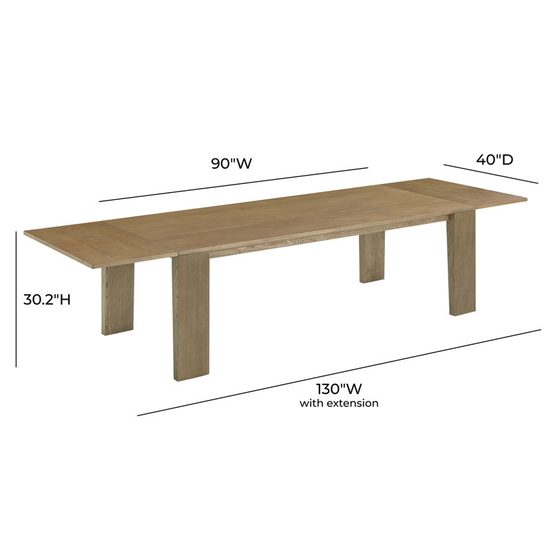 Natural Ash Wood Extendable Rectangular Dining Table for Eight