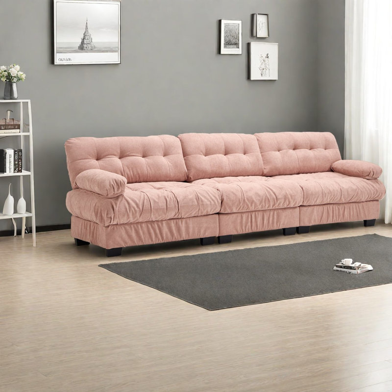 Canapés modulaires spacieux à assise profonde, canapé moderne à structure en bois pour la maison