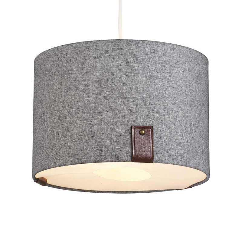 Logan 20cm H Linen Drum Pendant Shade ( Uno ), Soft Grey