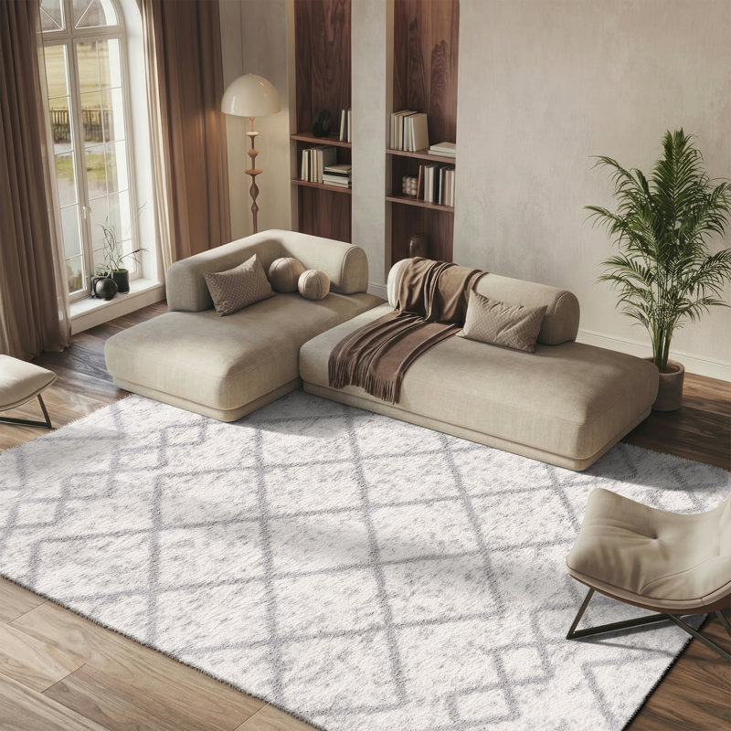 Tapis ivoire / gris Blagota, Rectangle 8 pi x 10 pi