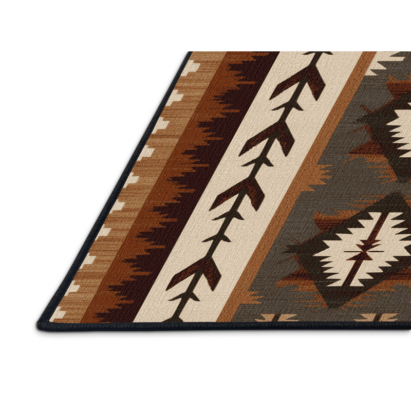 Tapis lavable à motif géométrique à têtes de flèches, Rond 6 pi