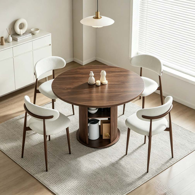 Table de salle à manger ronde 47,24 "(2 à 4 personnes) avec deux chaises, Noyer