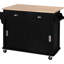 Chariot de cuisine à 4 roulettes Drop, armoire de rangement, porte de grange coulissante, finition noire, rangement dissimulé L52,2 x l 30,5 x H 36,6 po, hauteur et conception réglables-1208380815