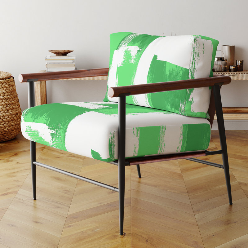 Fauteuil d'appoint rembourré Walt Crossing Paths II, Noir, Vert/blanc