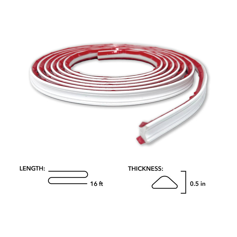 Moulure pelez et collez à garniture flexible blanche