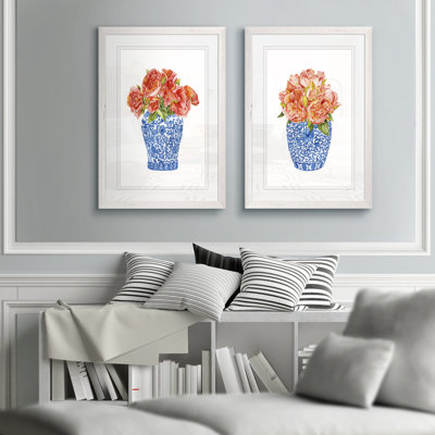 " Sweet Peonies I " by Vincent Van Gogh 2 - Pieces