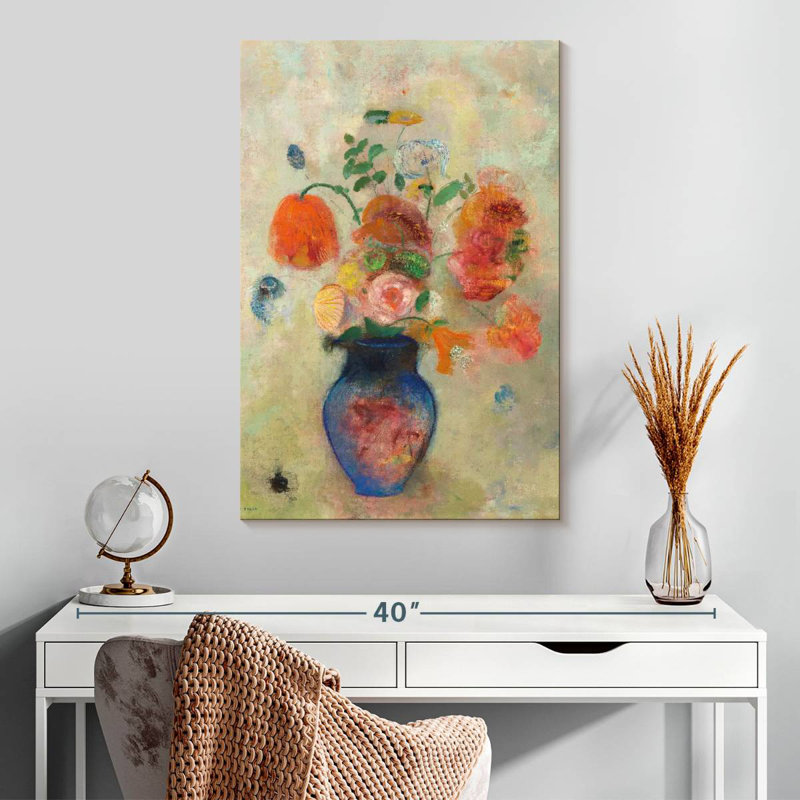 Grand vase Harnek avec fleurs 1912, H 30 po x l 20 po