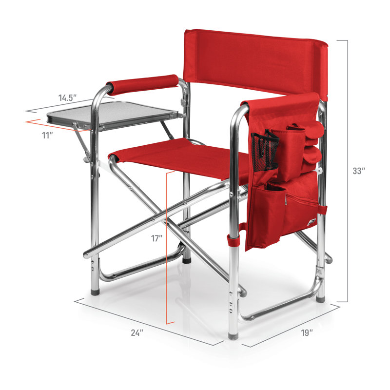 Red Aluminum Portable Camping Chair with Side Table