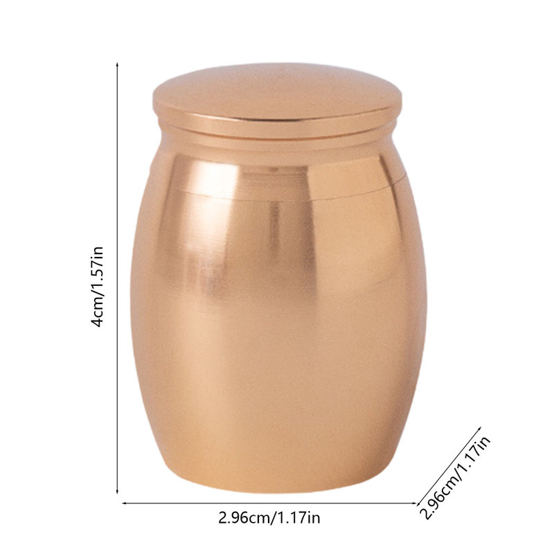 Mini Sealed Pet Cremation Urn, Gold, Gold