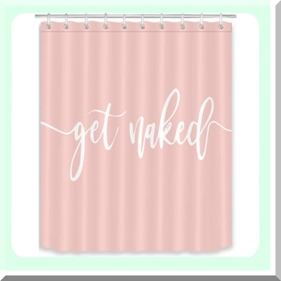 Cheerful Quotes Pink Shower Curtain - Waterproof Polyester, 60x72 inch, with Hooks - Fun Bathroom Decor