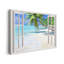 Tropical Palms Window View - Wrapped Canvas Print