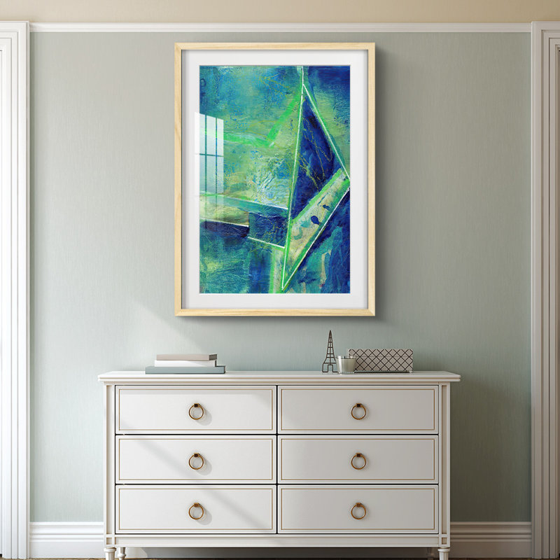 «GeometricInCoolIIPemiumGallery», reproduction d'art encadrée, H 28,5 po x l 20,5 po, Naturel