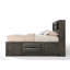 Grand lit de rangement en chêne gris - 8 tiroirs, bois composite, tête de lit bibliothèque avec rangement, structure en bois, aucun sommier nécessaire