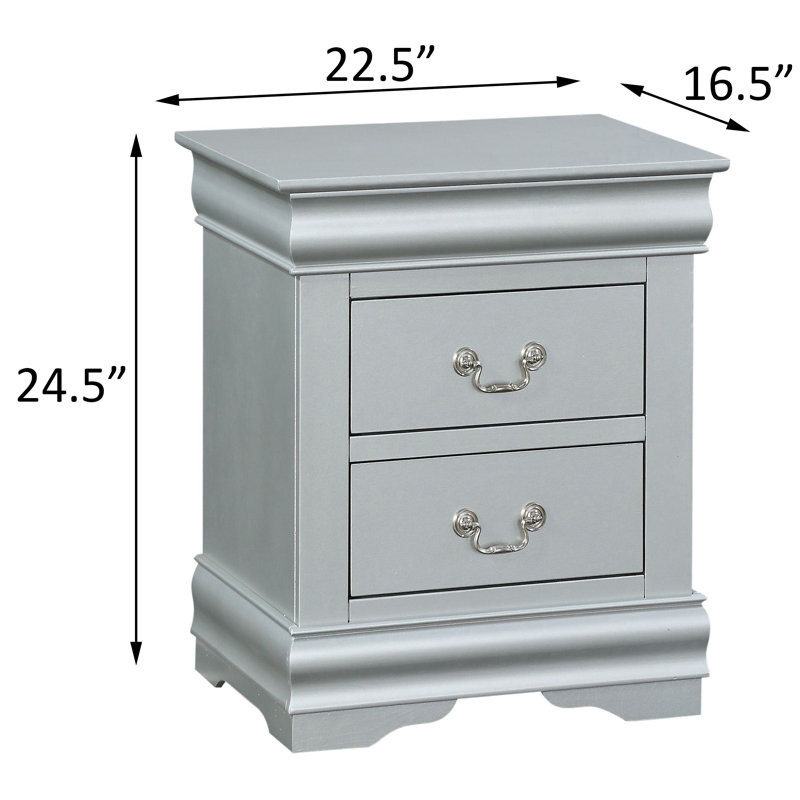 2-drawer Nightstand, Silver