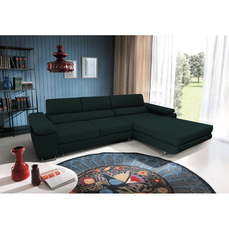 Calissa 3 Seater Corner Sofa , Dark green - Itaka10, Right -sided