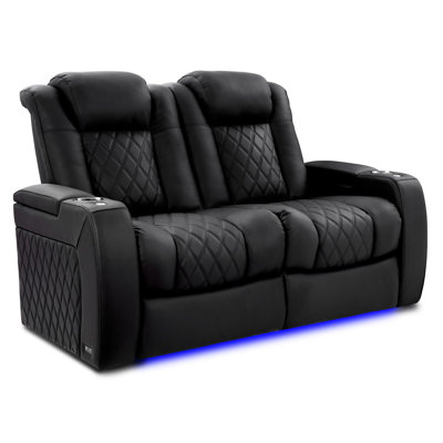 Upholstered Home Theater Seating with Cup Holder